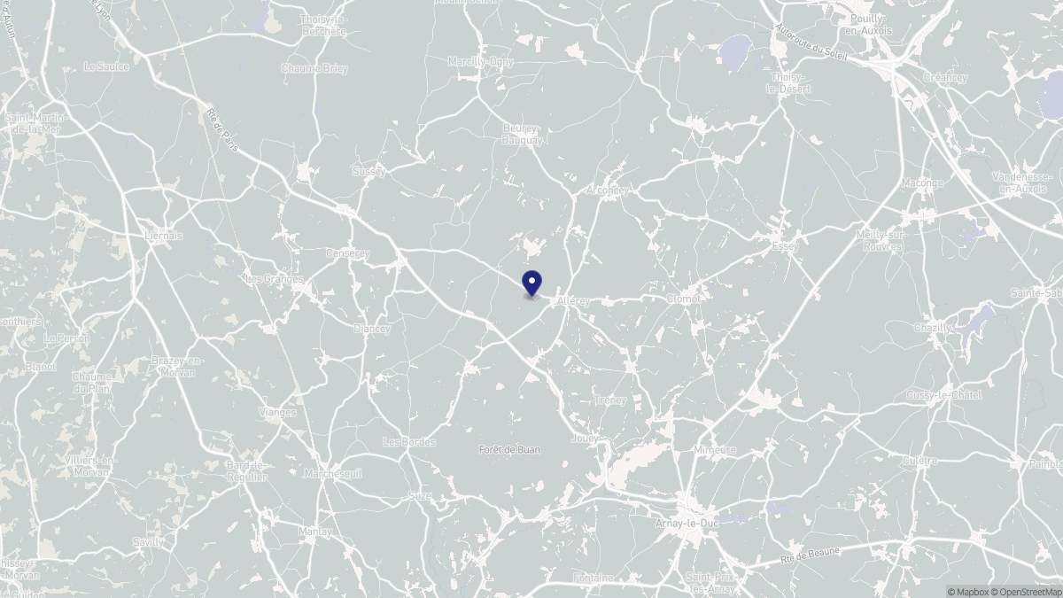 Aperçu cartographique de Allerey, centré sur la commune