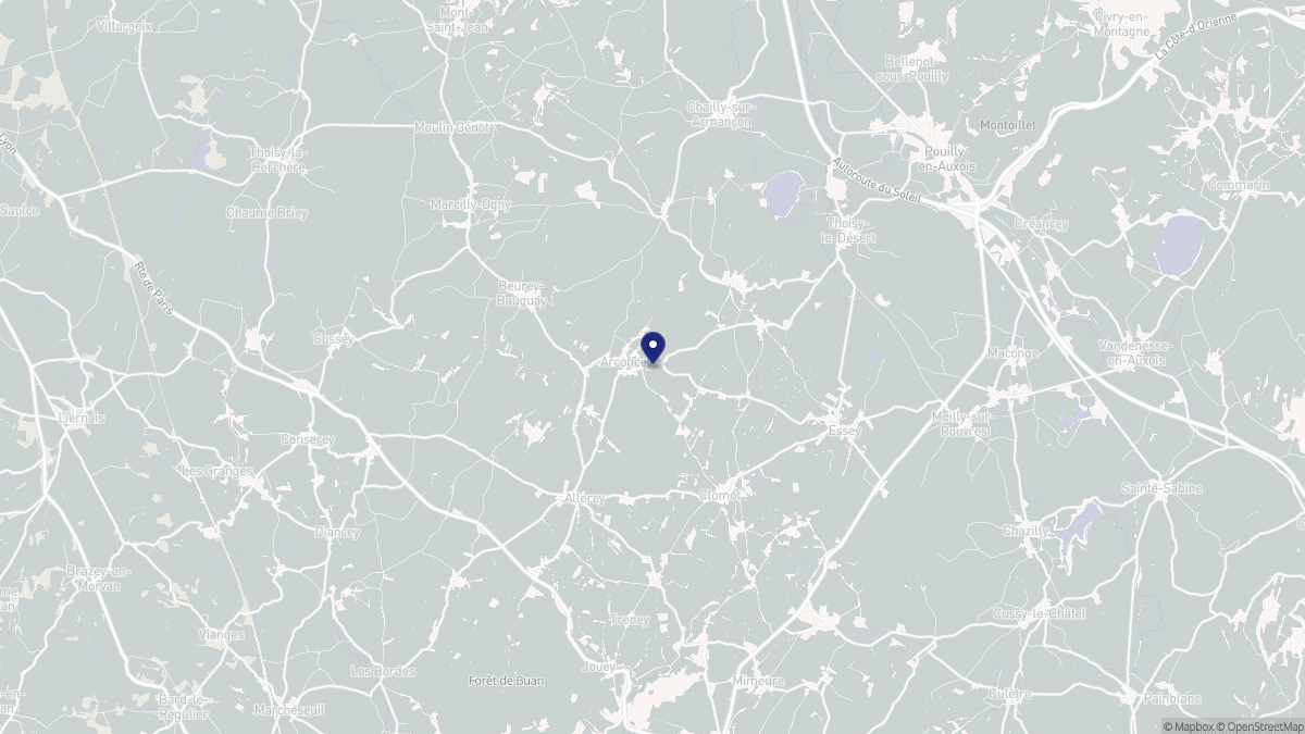 Aperçu cartographique de Arconcey, centré sur la commune