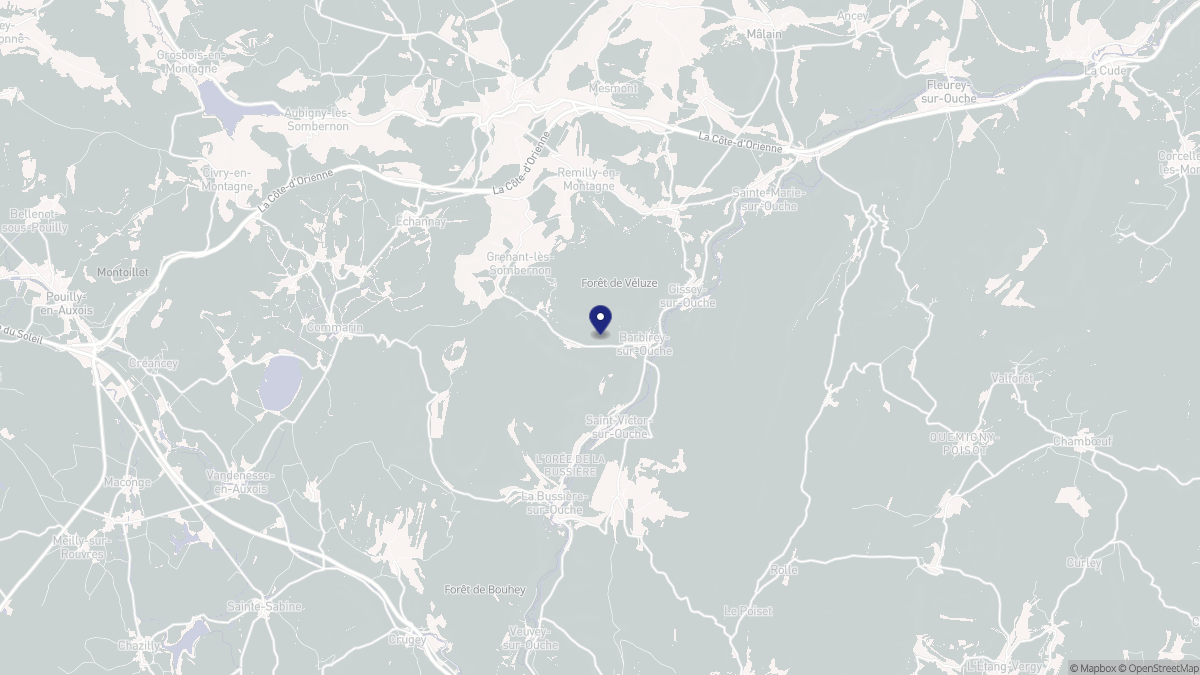 Aperçu cartographique de Barbirey-sur-Ouche, centré sur la commune