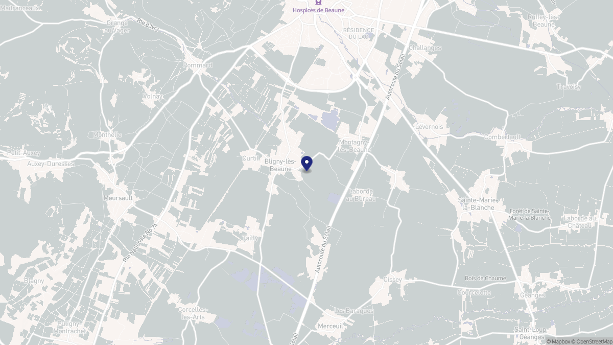 Aperçu cartographique de Bligny-lès-Beaune, centré sur la commune