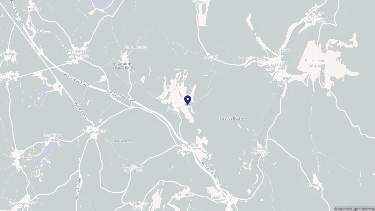 Aperçu cartographique de Bouhey, centré sur la commune