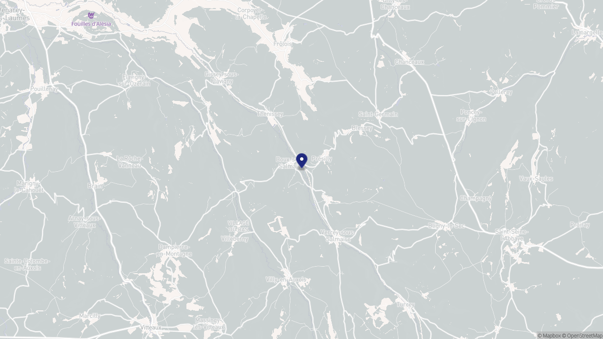 Aperçu cartographique de Boux-sous-Salmaise, centré sur la commune