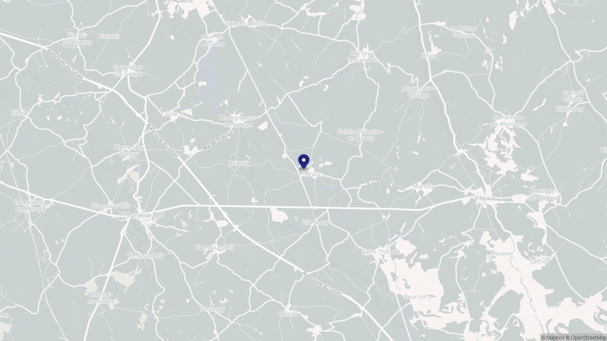 Aperçu cartographique de Braux, centré sur la commune