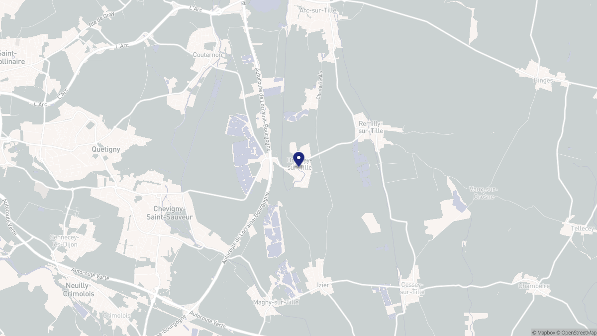 Aperçu cartographique de Bressey-sur-Tille, centré sur la commune