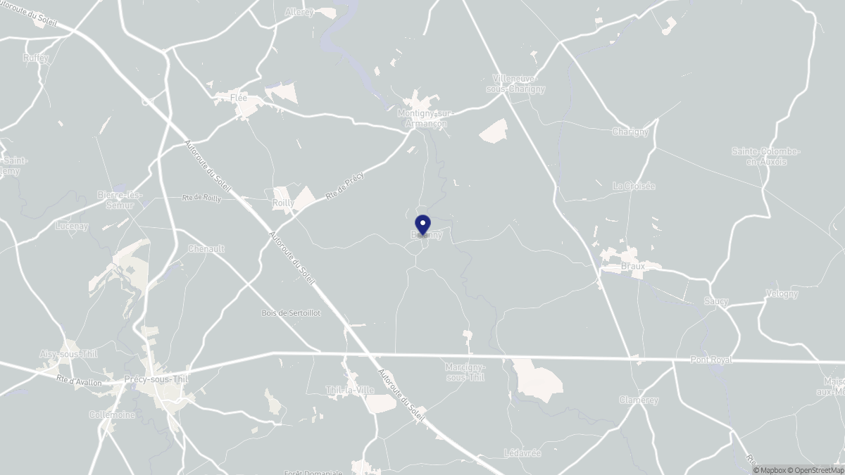 Aperçu cartographique de Brianny, centré sur la commune