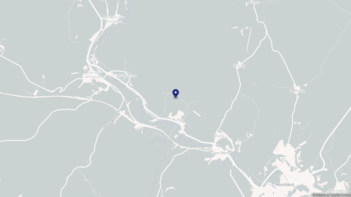 Aperçu cartographique de Buffon, centré sur la commune
