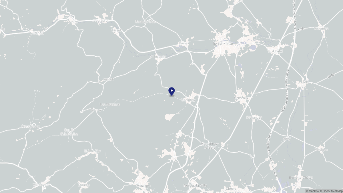 Aperçu cartographique de Chaignay, centré sur la commune
