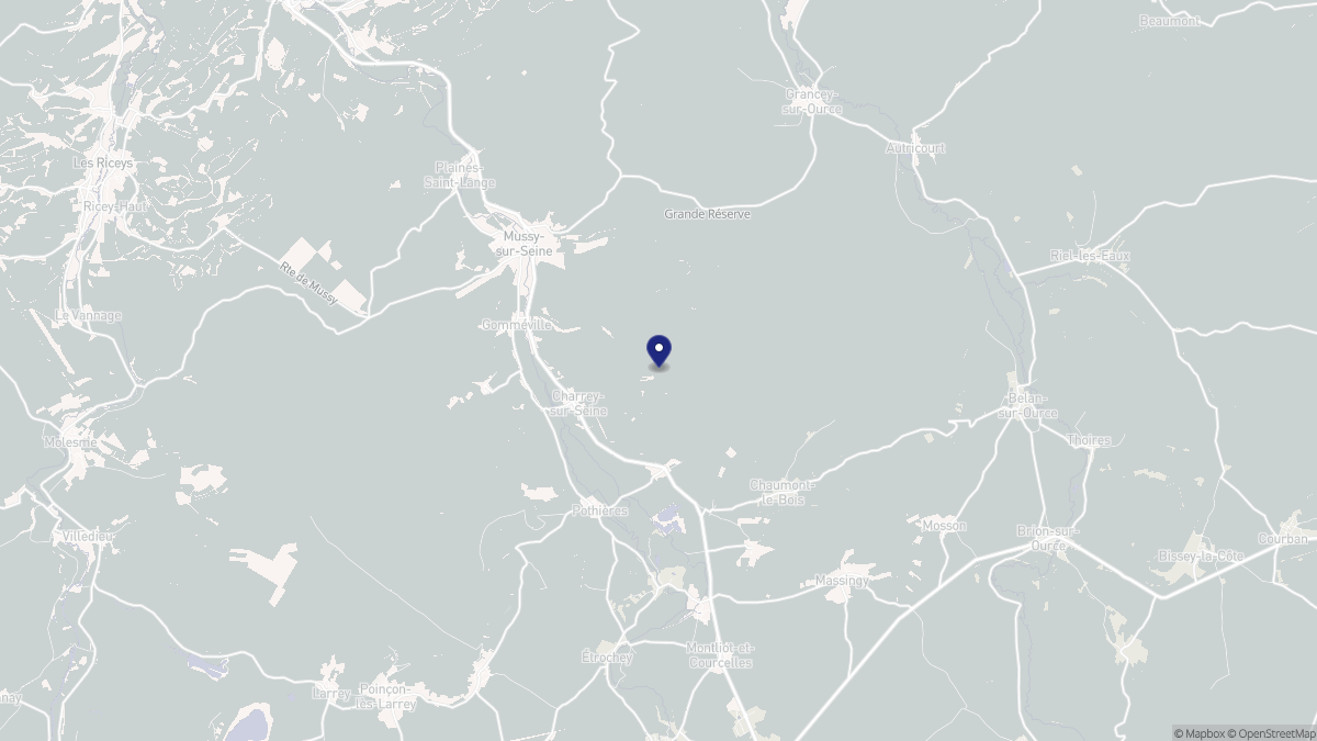 Aperçu cartographique de Charrey-sur-Seine, centré sur la commune