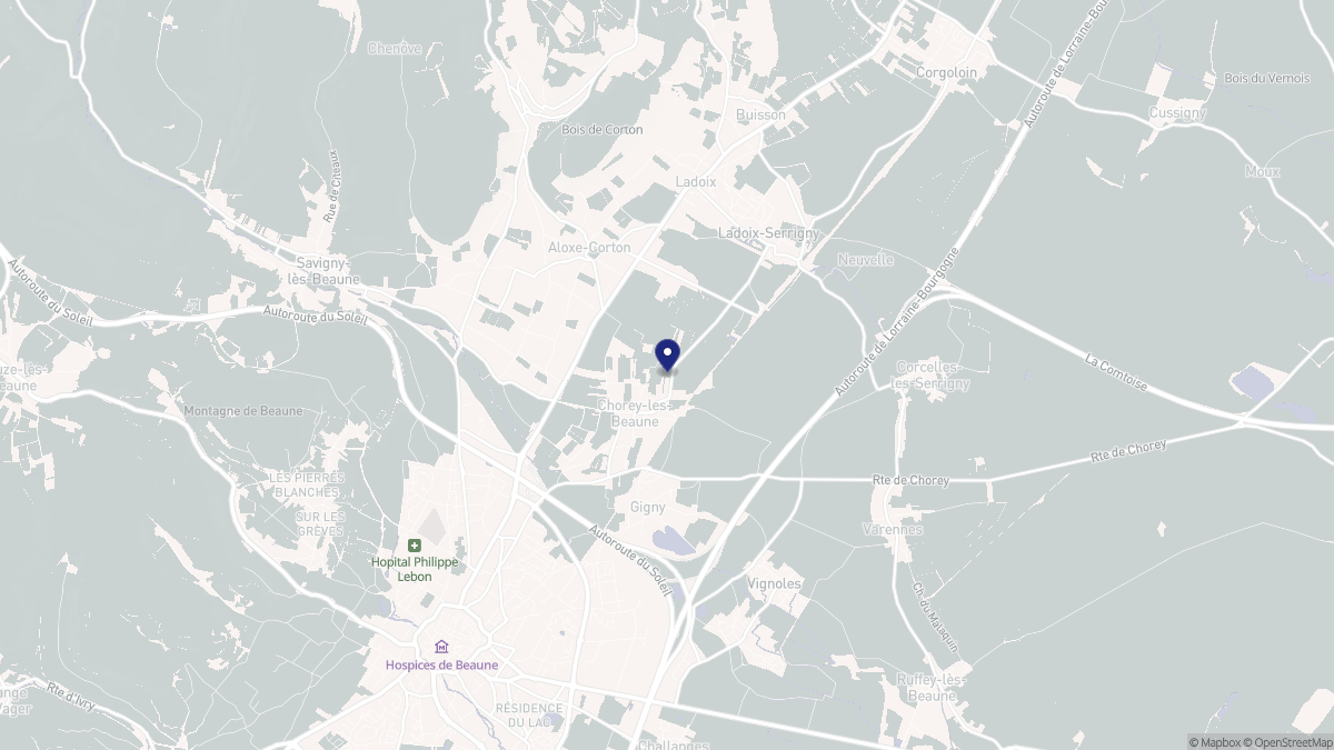 Aperçu cartographique de Chorey-les-Beaune, centré sur la commune