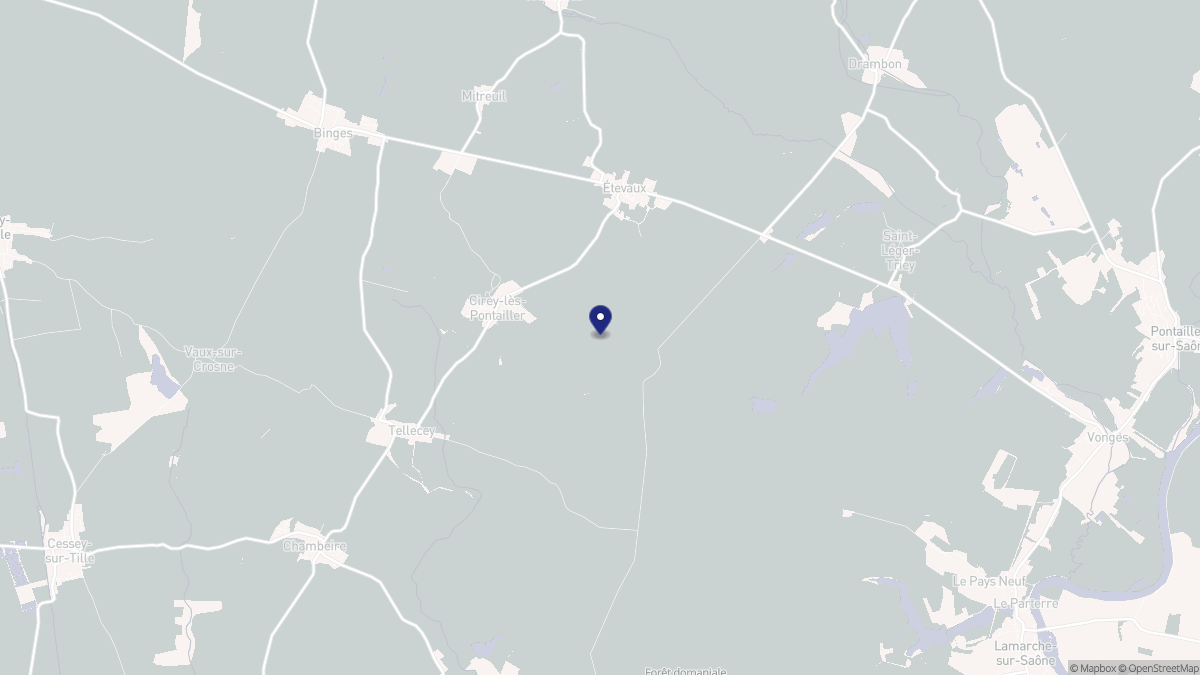 Aperçu cartographique de Cirey-lès-Pontailler, centré sur la commune
