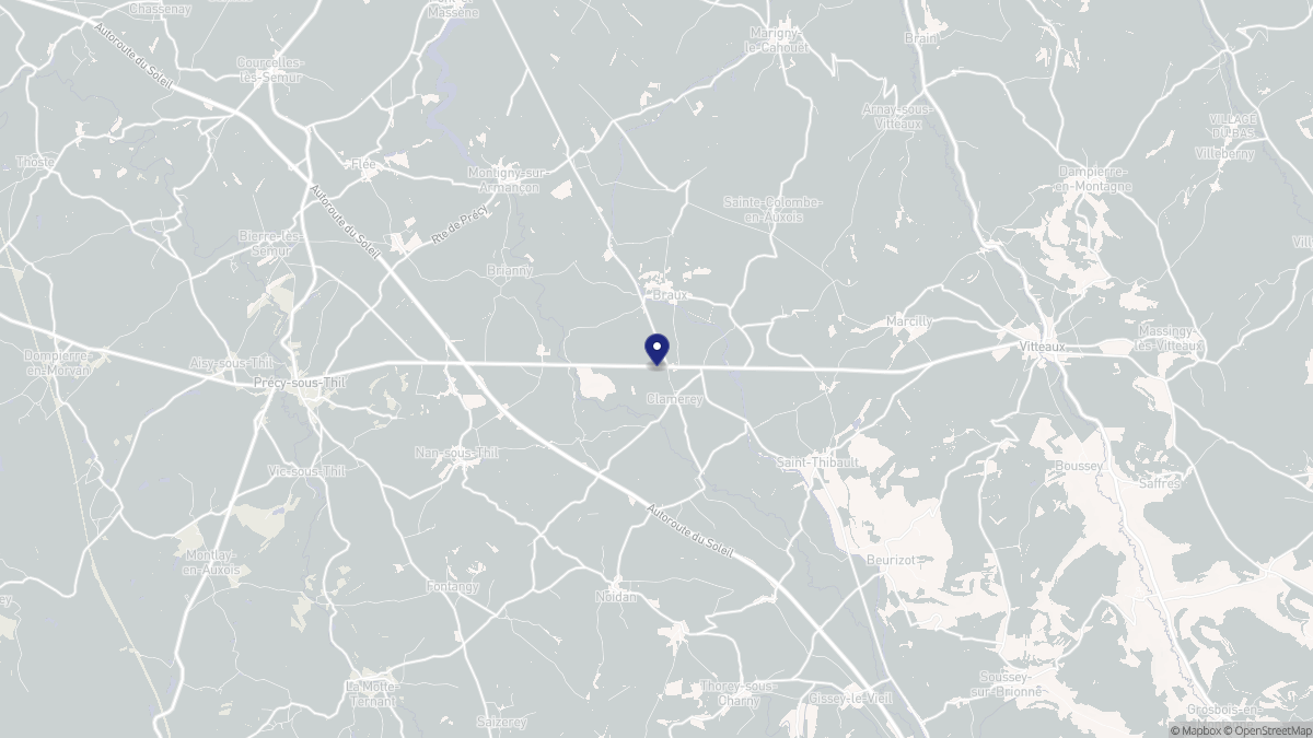 Aperçu cartographique de Clamerey, centré sur la commune