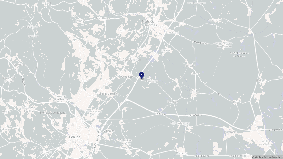 Aperçu cartographique de Corgoloin, centré sur la commune
