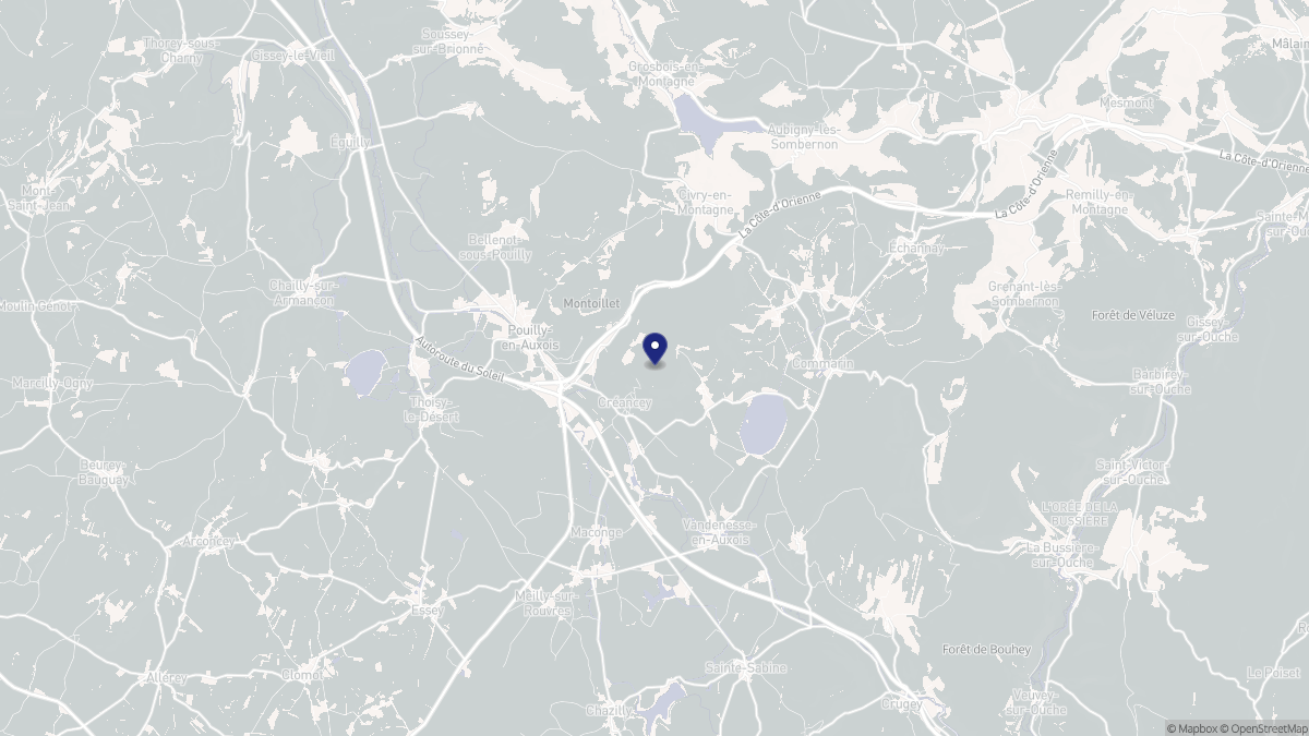 Aperçu cartographique de Créancey, centré sur la commune