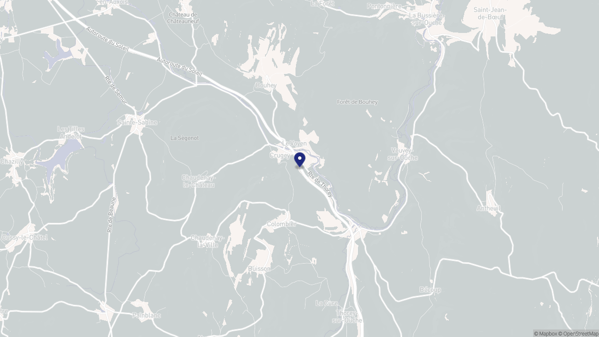 Aperçu cartographique de Crugey, centré sur la commune