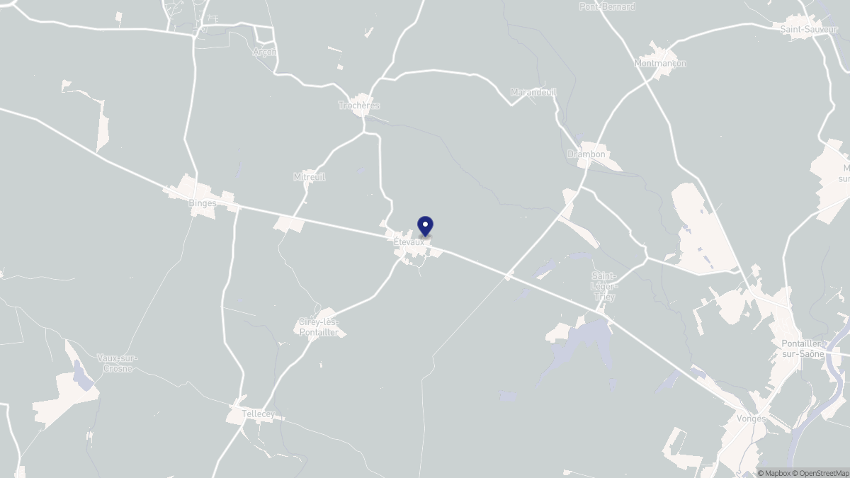 Aperçu cartographique de Étevaux, centré sur la commune