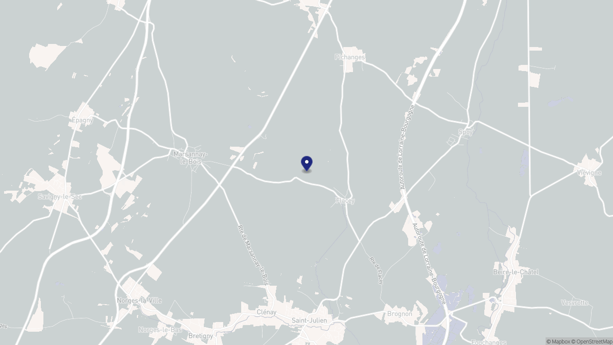 Aperçu cartographique de Flacey, centré sur la commune