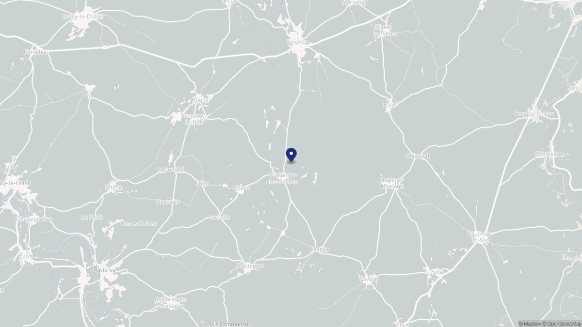 Aperçu cartographique de Fontaines-les-Sèches, centré sur la commune