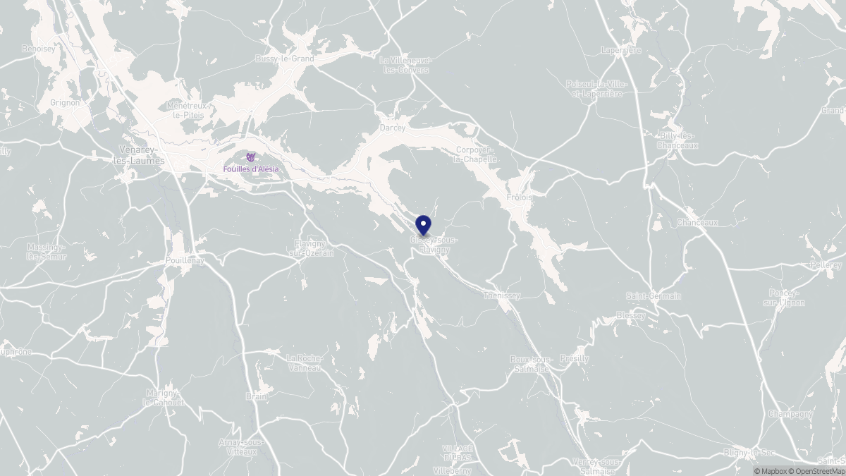 Aperçu cartographique de Gissey-sous-Flavigny, centré sur la commune