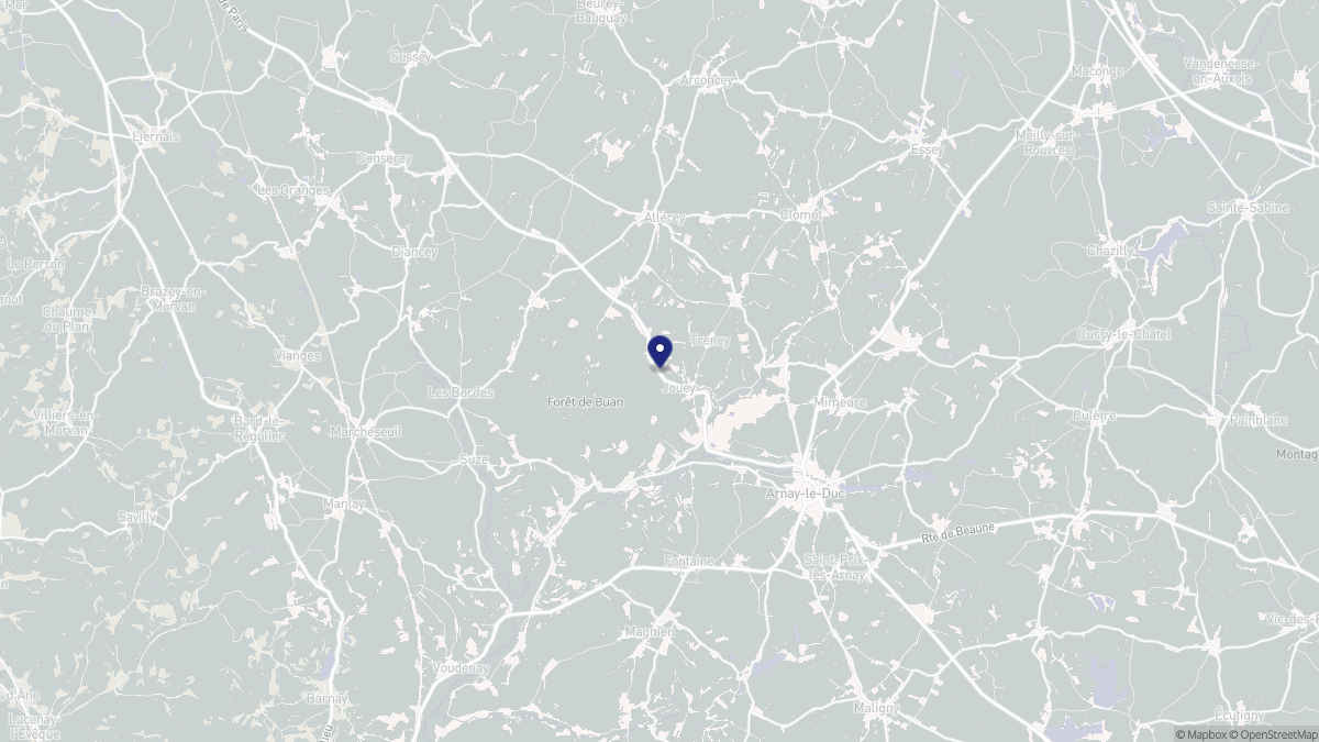 Aperçu cartographique de Jouey, centré sur la commune