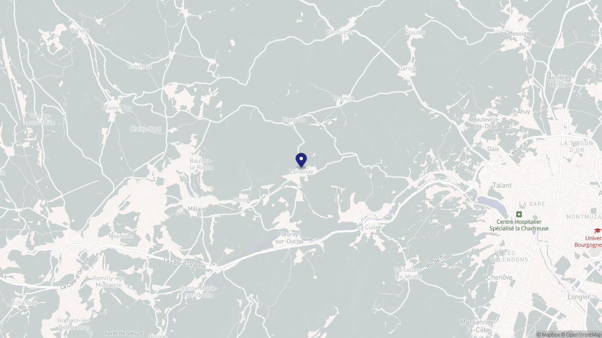 Aperçu cartographique de Lantenay, centré sur la commune
