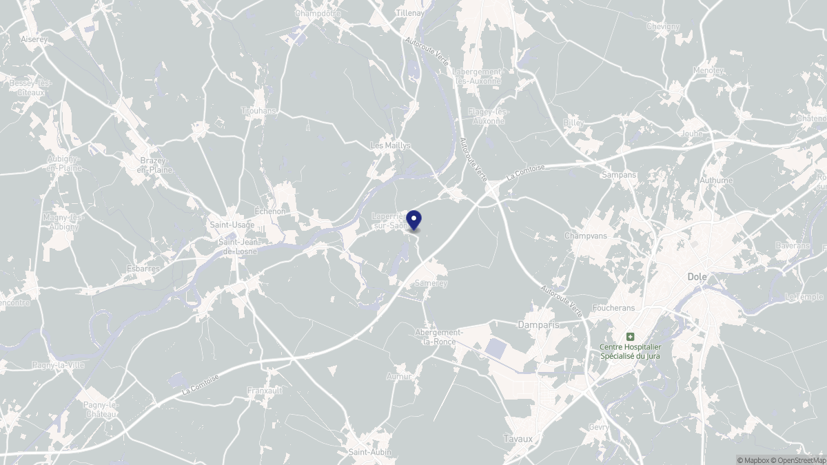 Aperçu cartographique de Laperrière-sur-Saône, centré sur la commune