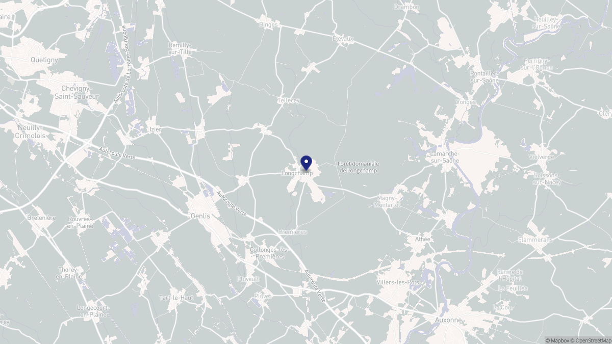 Aperçu cartographique de Longchamp, centré sur la commune