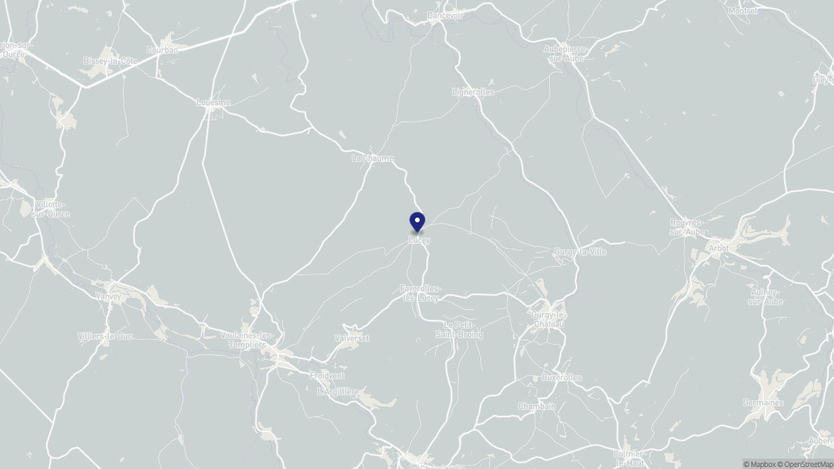 Aperçu cartographique de Lucey, centré sur la commune