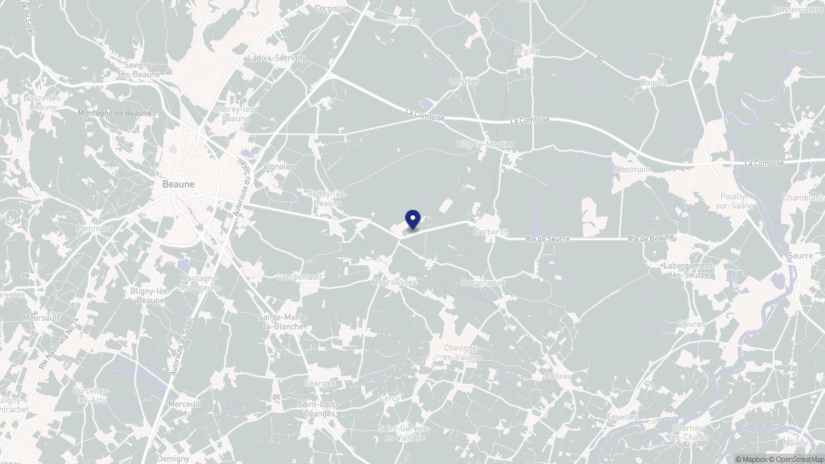 Aperçu cartographique de Marigny-lès-Reullée, centré sur la commune