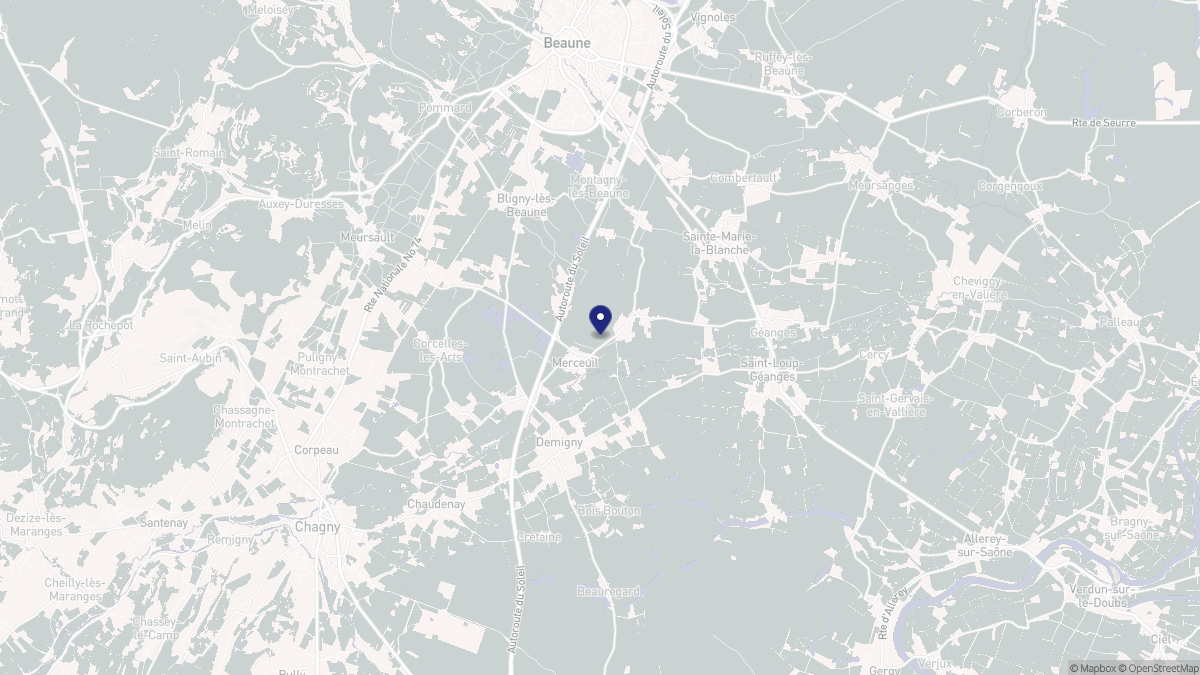 Aperçu cartographique de Merceuil, centré sur la commune