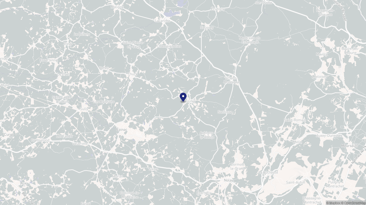 Aperçu cartographique de Molinot, centré sur la commune