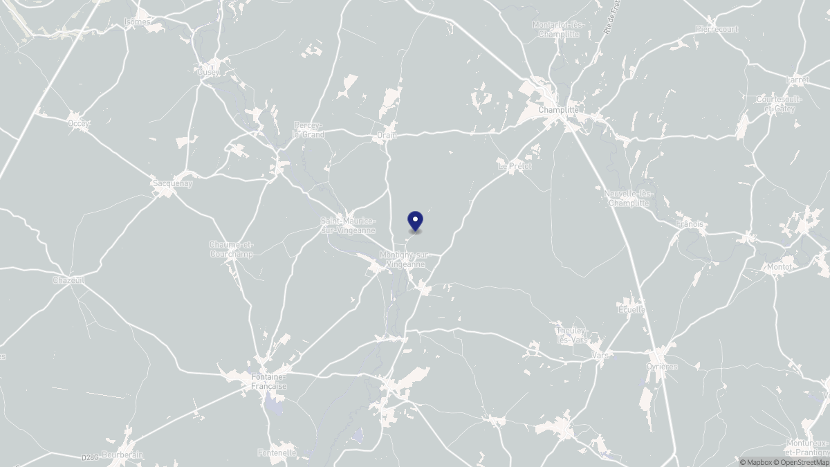 Aperçu cartographique de Montigny-Mornay-Villeneuve-sur-Vingeanne, centré sur la commune