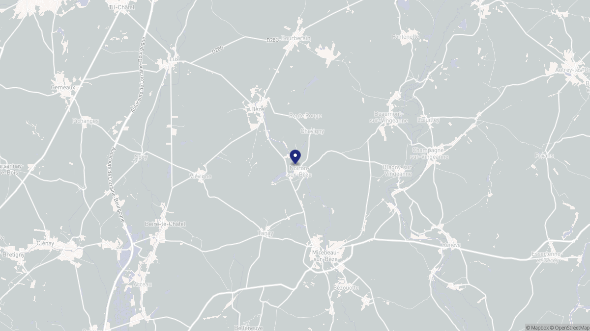 Aperçu cartographique de Noiron-sur-Bèze, centré sur la commune