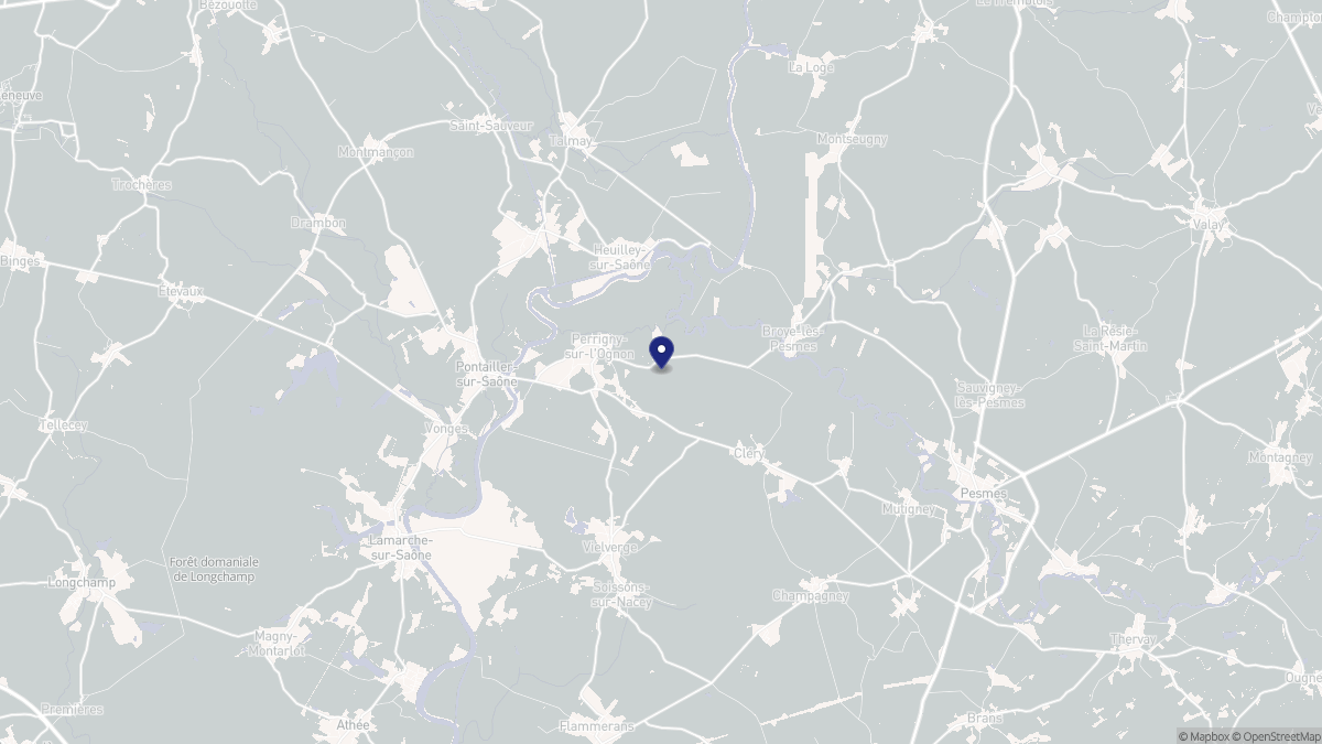 Aperçu cartographique de Perrigny-sur-l'Ognon, centré sur la commune