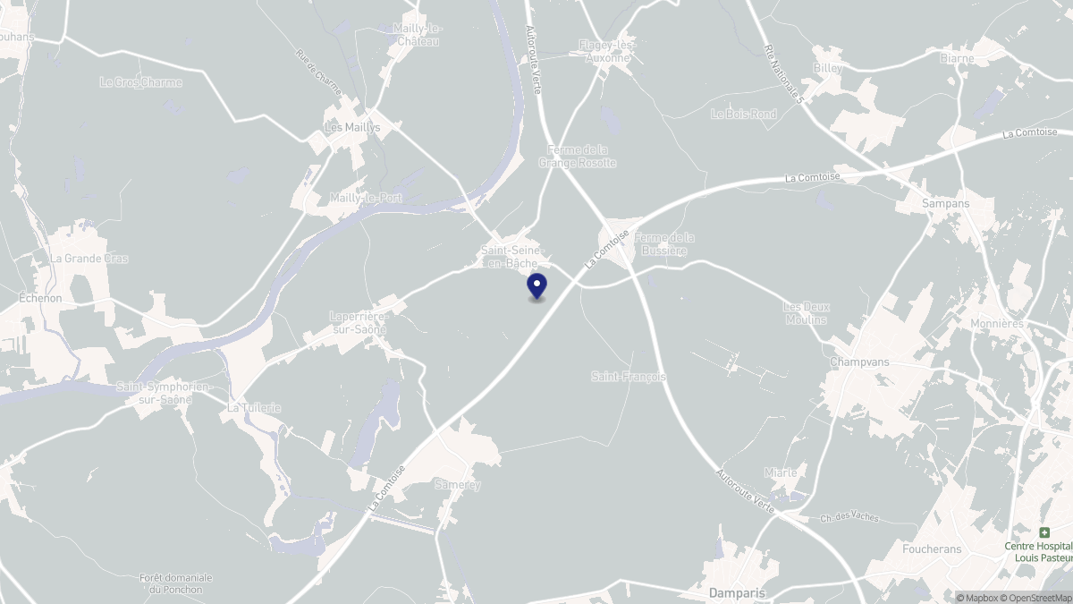 Aperçu cartographique de Saint-Seine-en-Bâche, centré sur la commune