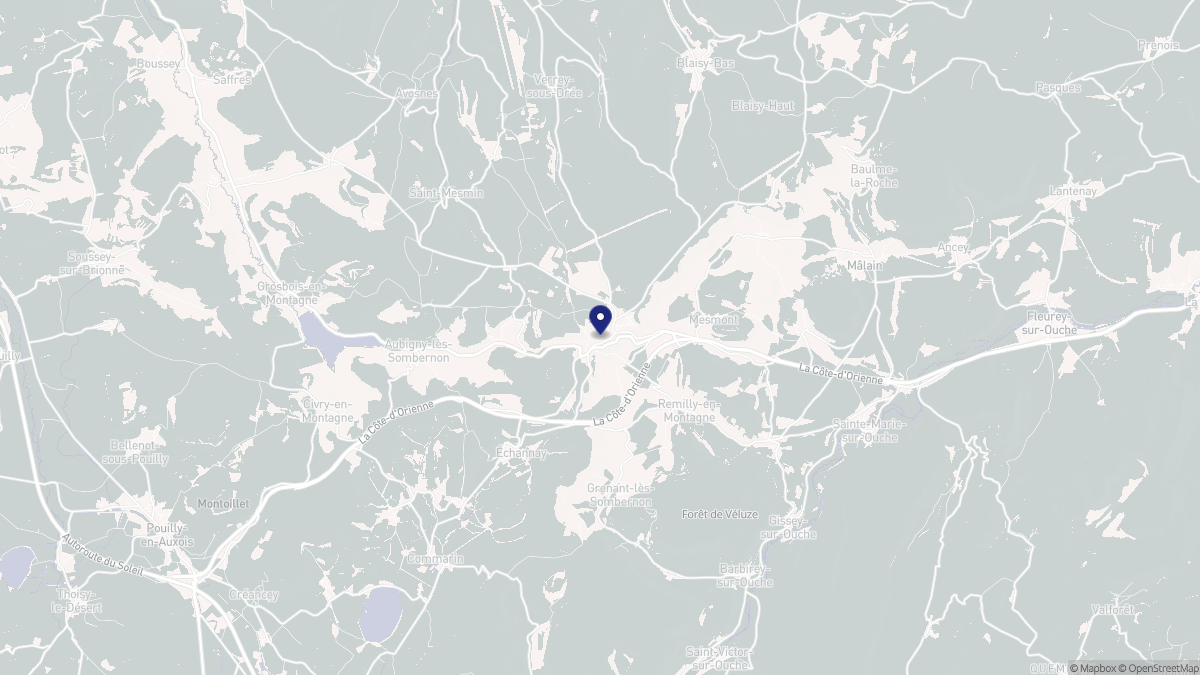 Aperçu cartographique de Sombernon, centré sur la commune