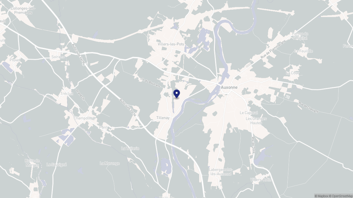 Aperçu cartographique de Tillenay, centré sur la commune