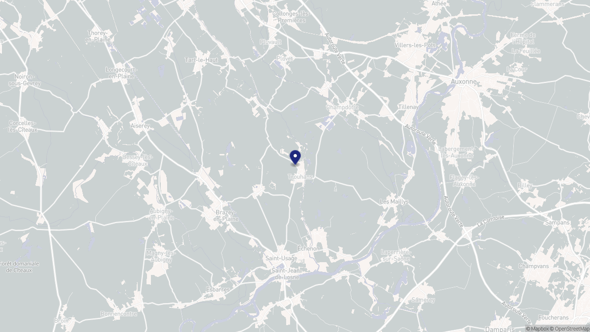 Aperçu cartographique de Trouhans, centré sur la commune