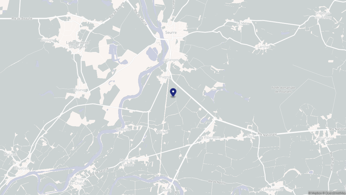 Aperçu cartographique de Trugny, centré sur la commune