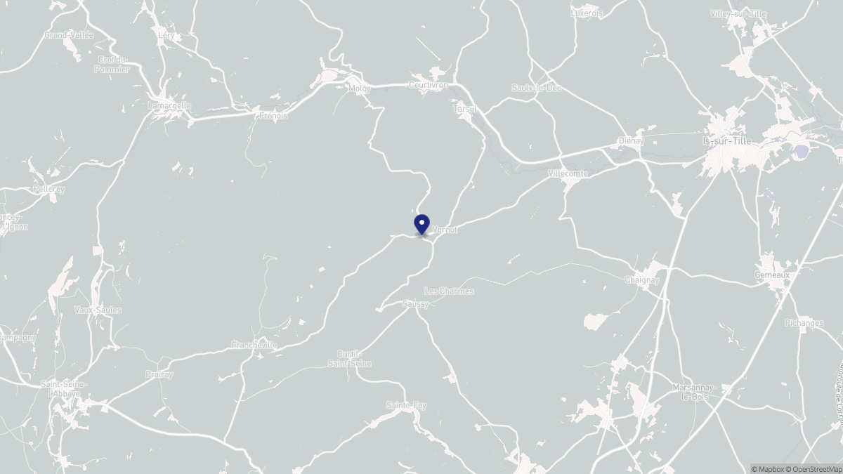 Aperçu cartographique de Vernot, centré sur la commune