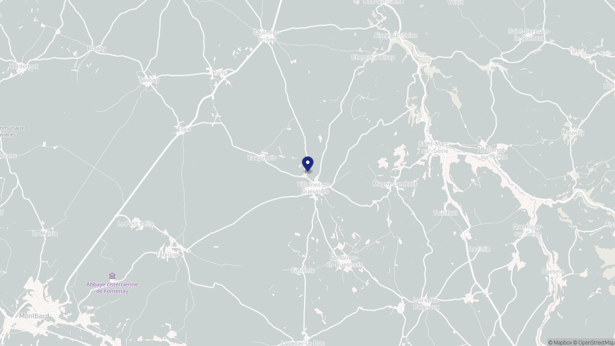 Aperçu cartographique de Villaines-en-Duesmois, centré sur la commune