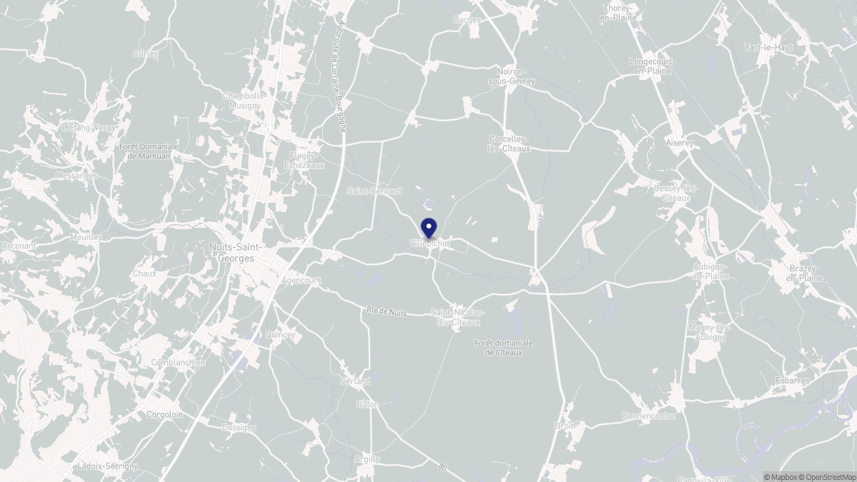 Aperçu cartographique de Villebichot, centré sur la commune