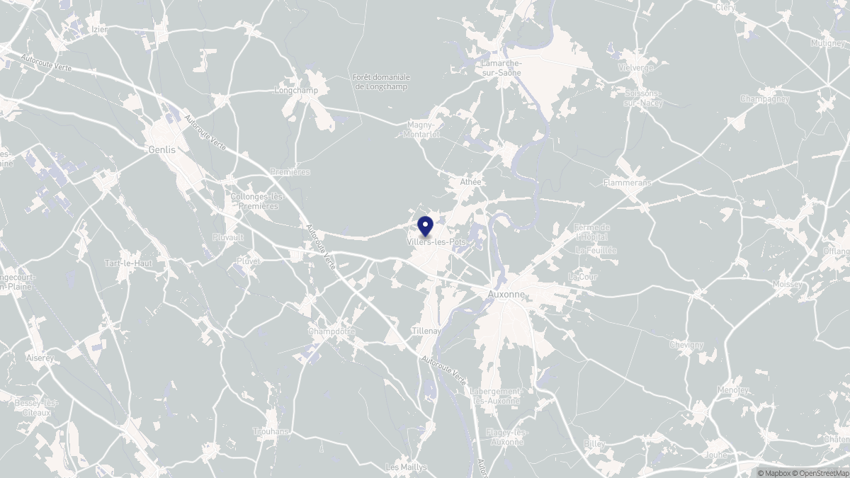 Aperçu cartographique de Villers-les-Pots, centré sur la commune
