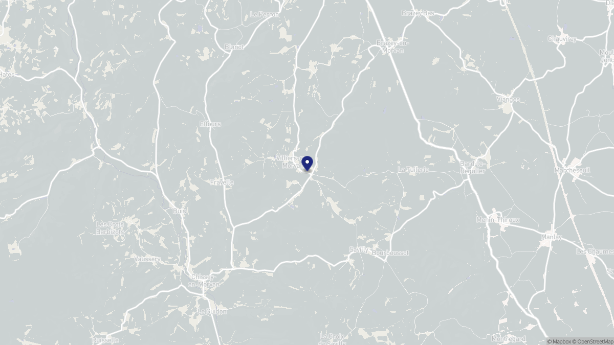 Aperçu cartographique de Villiers-en-Morvan, centré sur la commune