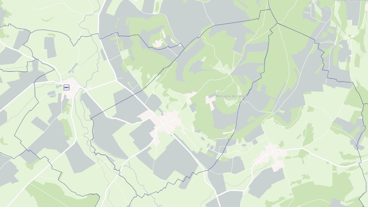 Aperçu cartographique de Viserny, centré sur la commune