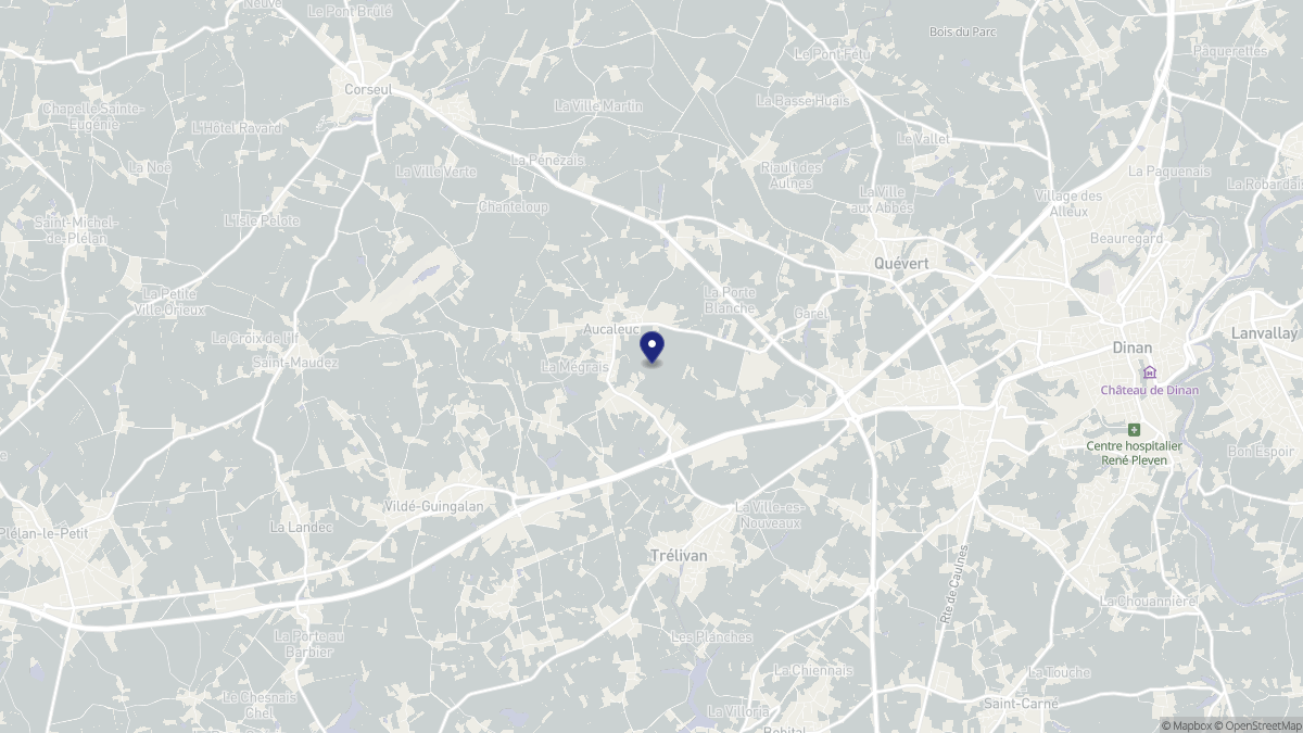 Aperçu cartographique de Aucaleuc, centré sur la commune