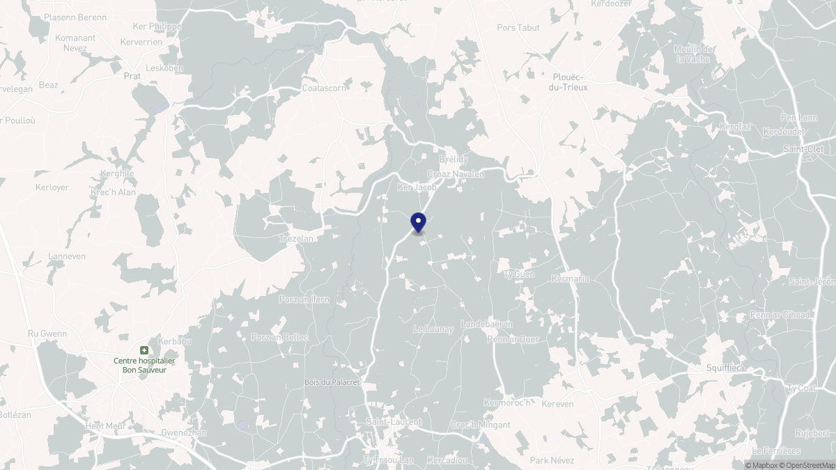 Aperçu cartographique de Brélidy, centré sur la commune