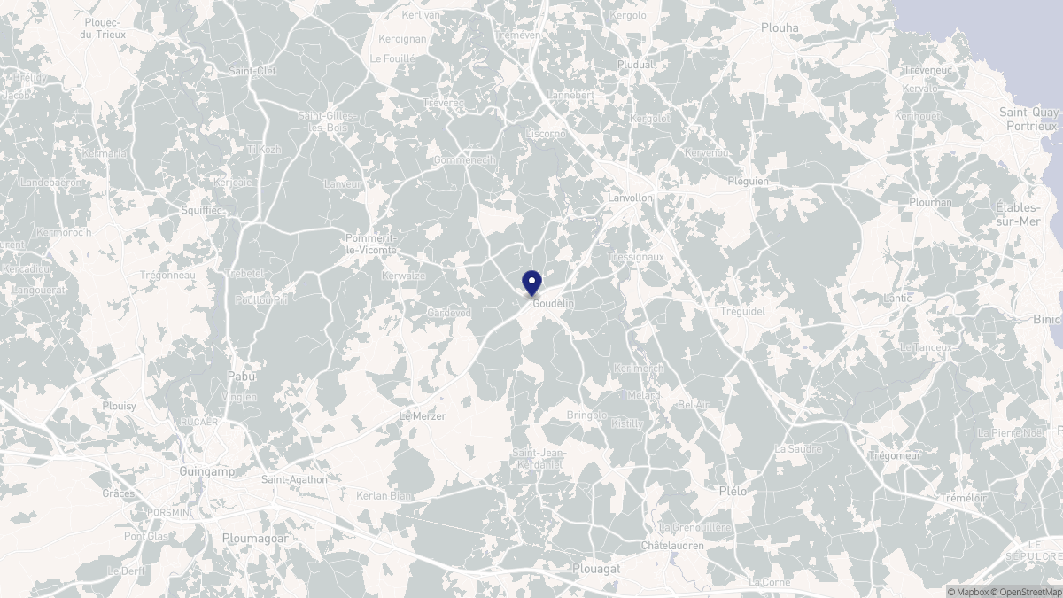 Aperçu cartographique de Goudelin, centré sur la commune