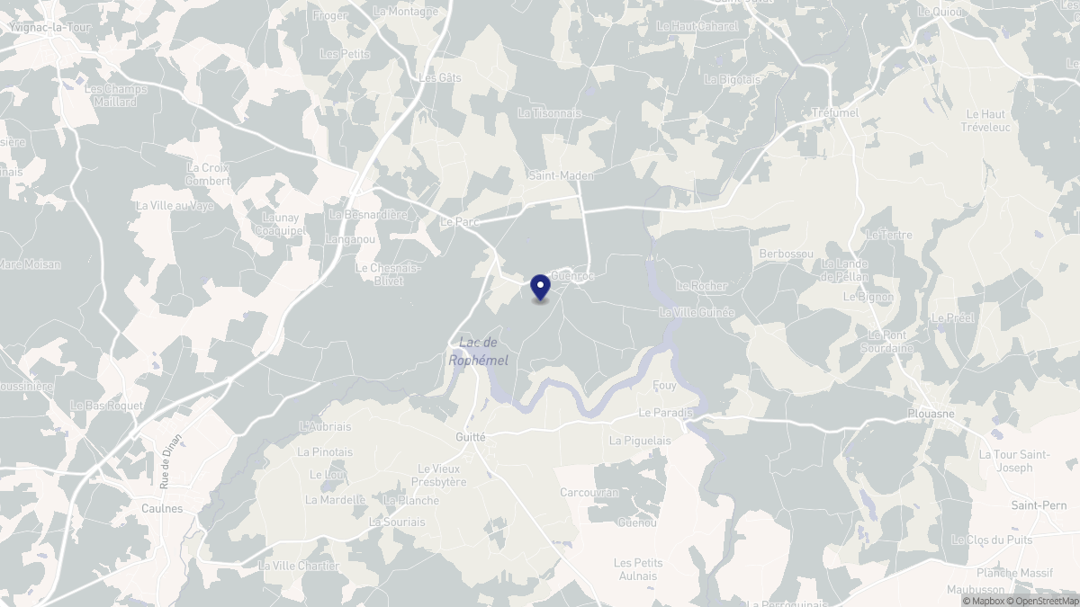 Aperçu cartographique de Guenroc, centré sur la commune
