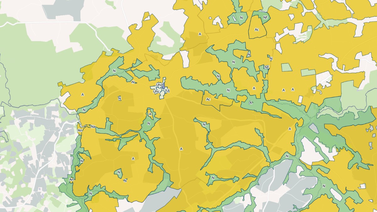 Aperçu cartographique de Gurunhuel, centré sur la commune