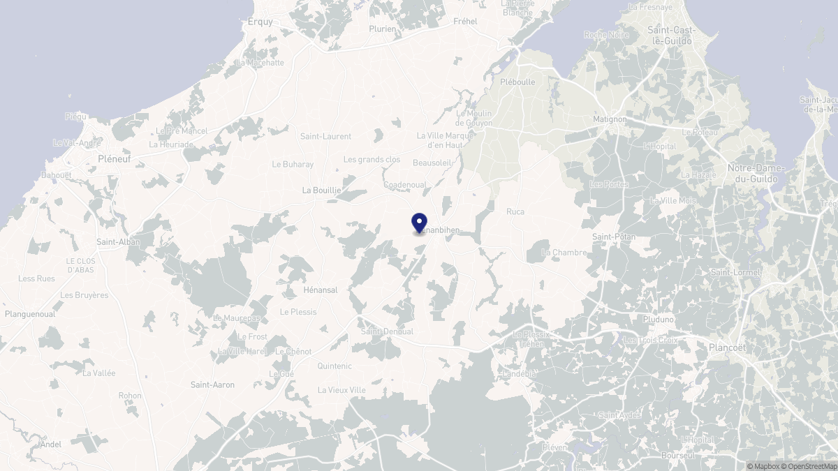 Aperçu cartographique de Hénanbihen, centré sur la commune